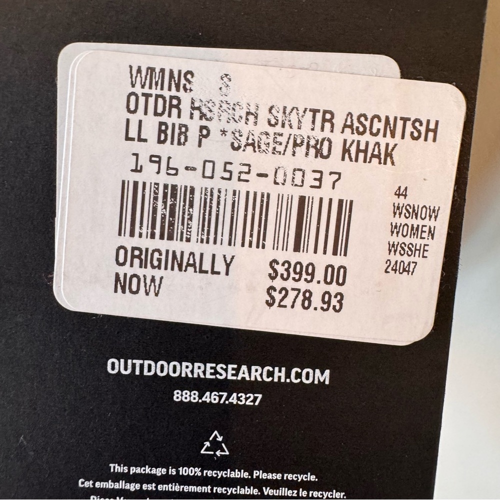 NWT Outdoor Research Skytour AscentShell Bib Pant Womens Ski Waterproof Small - Picture 12 of 15